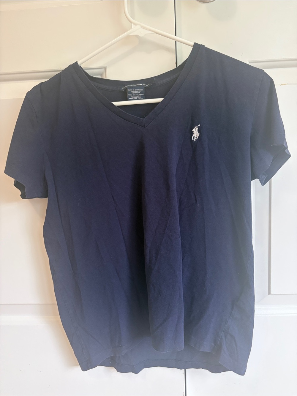 Ralph Lauren Navy Short-Sleeve V-Neck Tee with White Pony